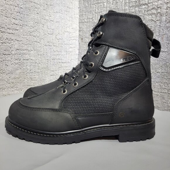 Reax Tasker Men's Size 10.5 US Black Leather Lace up Motorcycle Boots REXB1-BZ - Picture 3 of 10